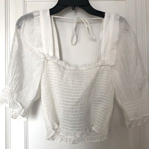 H&M White Frilly Top